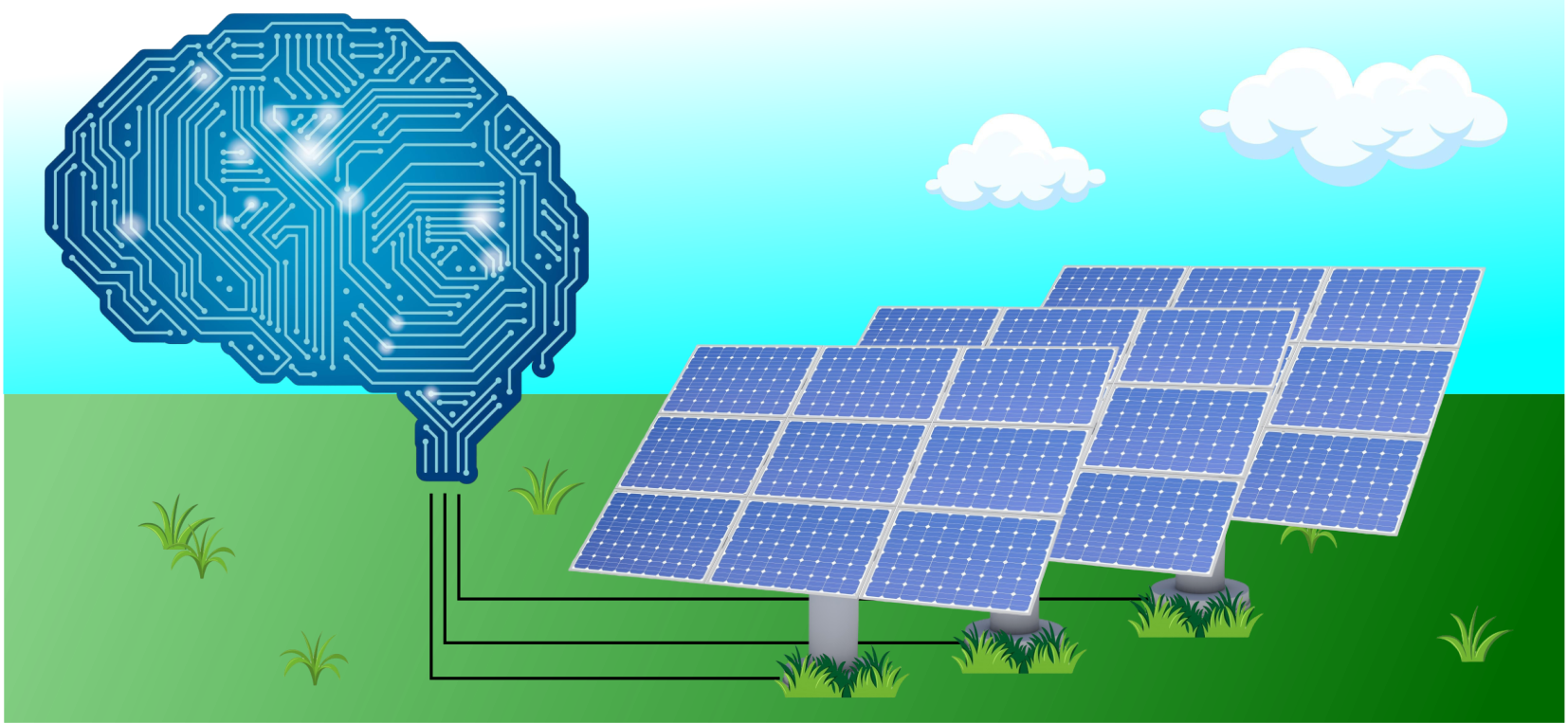 An artificial intelligence brain connected to a photovoltaic system